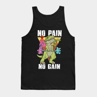 Gym Dinosaur: No Pain, No Gain - Embrace the Grind and Roar to Your Fitness Goals Tank Top